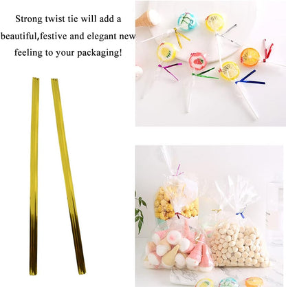 300Pcs 4inches Holographic Pink Metal Twist Ties Bread Candy Coffee Bag Ties Plant Garden Twist Ties for Cellophane Treat Bags Gift Wraping Bags Plastic Bags Party Cake Present Art Crafts