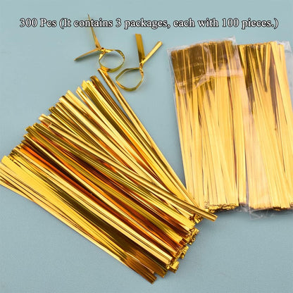 300Pcs 4inches Holographic Pink Metal Twist Ties Bread Candy Coffee Bag Ties Plant Garden Twist Ties for Cellophane Treat Bags Gift Wraping Bags Plastic Bags Party Cake Present Art Crafts