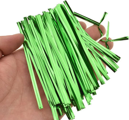 300Pcs 4inches Holographic Pink Metal Twist Ties Bread Candy Coffee Bag Ties Plant Garden Twist Ties for Cellophane Treat Bags Gift Wraping Bags Plastic Bags Party Cake Present Art Crafts