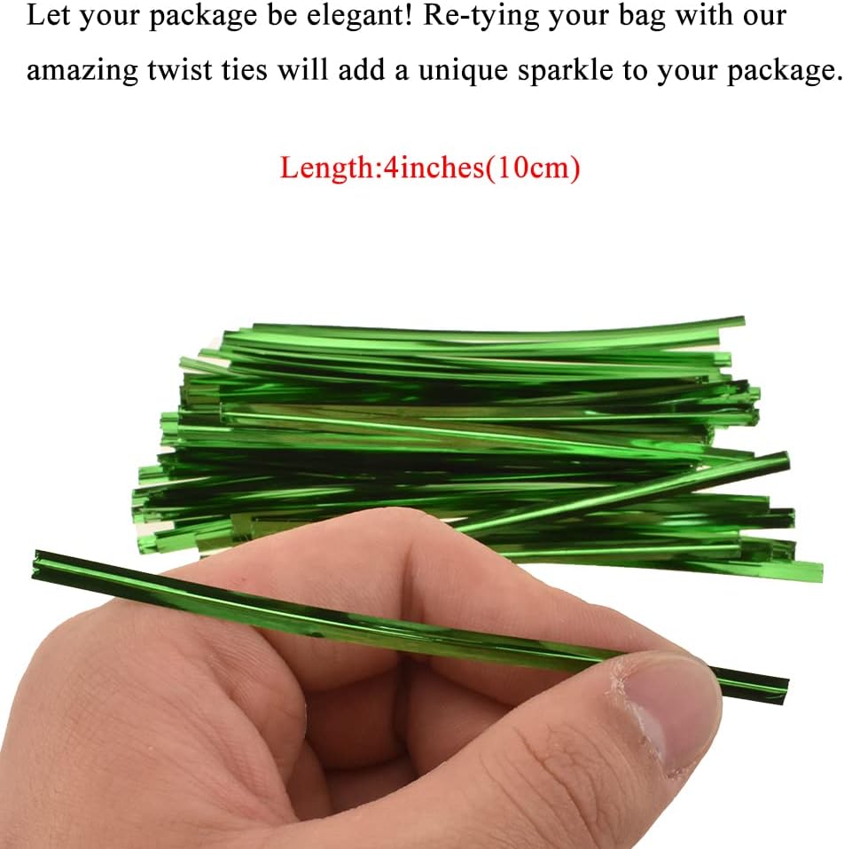 300Pcs 4inches Holographic Pink Metal Twist Ties Bread Candy Coffee Bag Ties Plant Garden Twist Ties for Cellophane Treat Bags Gift Wraping Bags Plastic Bags Party Cake Present Art Crafts