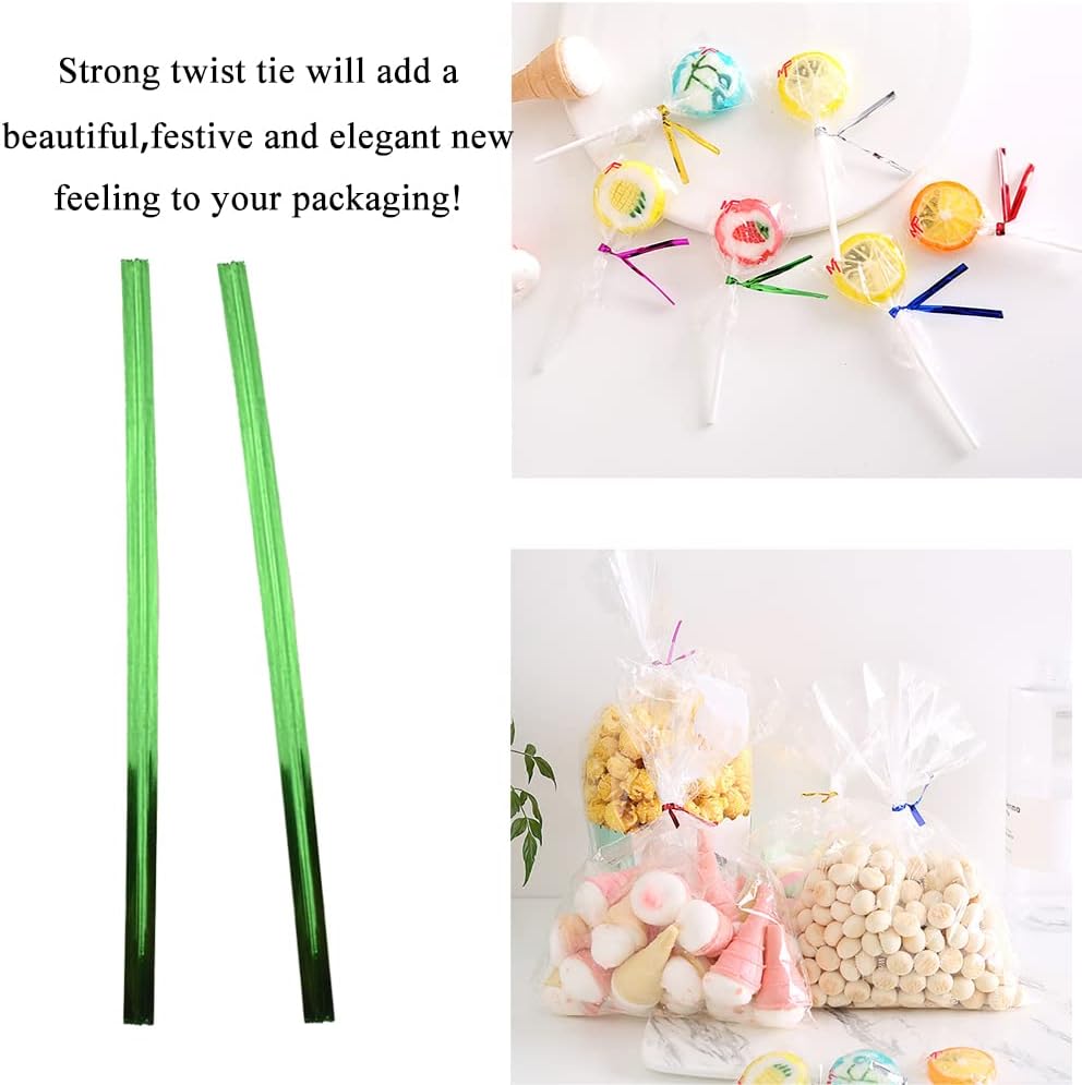 300Pcs 4inches Holographic Pink Metal Twist Ties Bread Candy Coffee Bag Ties Plant Garden Twist Ties for Cellophane Treat Bags Gift Wraping Bags Plastic Bags Party Cake Present Art Crafts