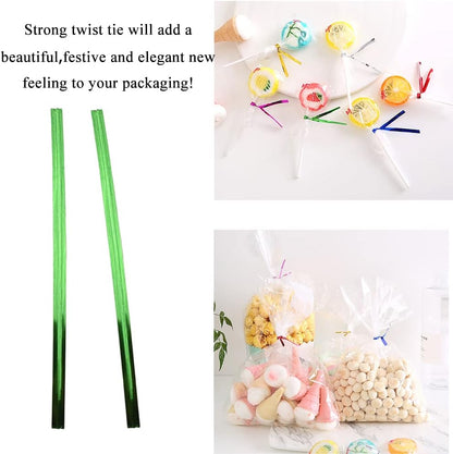 300Pcs 4inches Holographic Pink Metal Twist Ties Bread Candy Coffee Bag Ties Plant Garden Twist Ties for Cellophane Treat Bags Gift Wraping Bags Plastic Bags Party Cake Present Art Crafts
