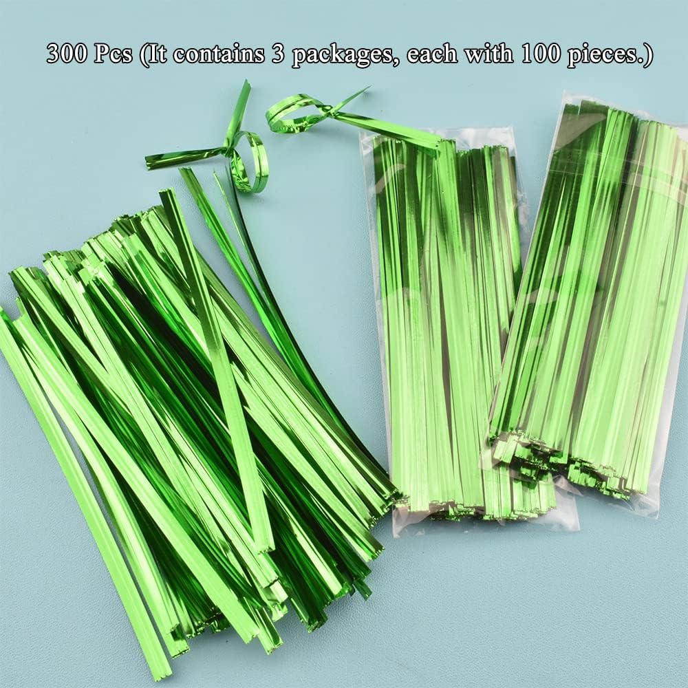 300Pcs 4inches Holographic Pink Metal Twist Ties Bread Candy Coffee Bag Ties Plant Garden Twist Ties for Cellophane Treat Bags Gift Wraping Bags Plastic Bags Party Cake Present Art Crafts