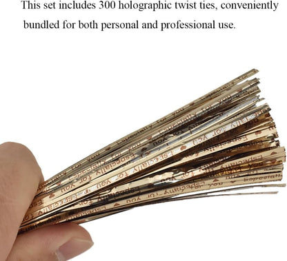 300Pcs 4inches Holographic Pink Metal Twist Ties Bread Candy Coffee Bag Ties Plant Garden Twist Ties for Cellophane Treat Bags Gift Wraping Bags Plastic Bags Party Cake Present Art Crafts
