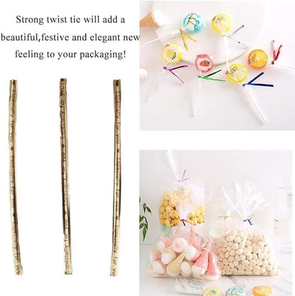 300Pcs 4inches Holographic Pink Metal Twist Ties Bread Candy Coffee Bag Ties Plant Garden Twist Ties for Cellophane Treat Bags Gift Wraping Bags Plastic Bags Party Cake Present Art Crafts