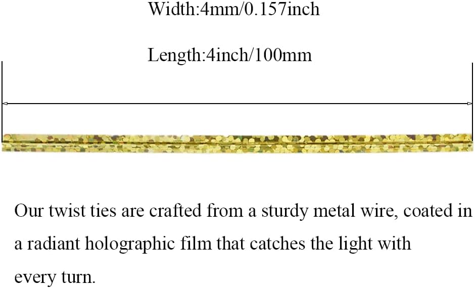 300Pcs 4inches Holographic Pink Metal Twist Ties Bread Candy Coffee Bag Ties Plant Garden Twist Ties for Cellophane Treat Bags Gift Wraping Bags Plastic Bags Party Cake Present Art Crafts