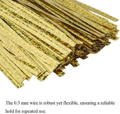 300Pcs 4inches Holographic Pink Metal Twist Ties Bread Candy Coffee Bag Ties Plant Garden Twist Ties for Cellophane Treat Bags Gift Wraping Bags Plastic Bags Party Cake Present Art Crafts
