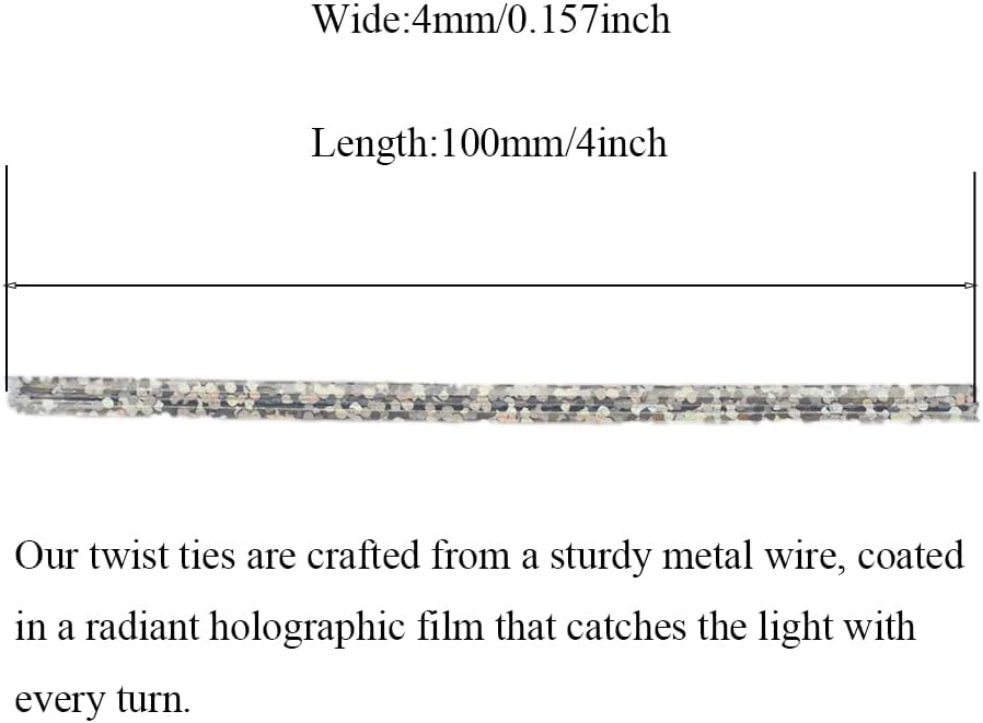 300Pcs 4inches Holographic Pink Metal Twist Ties Bread Candy Coffee Bag Ties Plant Garden Twist Ties for Cellophane Treat Bags Gift Wraping Bags Plastic Bags Party Cake Present Art Crafts