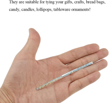 300Pcs 4inches Holographic Pink Metal Twist Ties Bread Candy Coffee Bag Ties Plant Garden Twist Ties for Cellophane Treat Bags Gift Wraping Bags Plastic Bags Party Cake Present Art Crafts