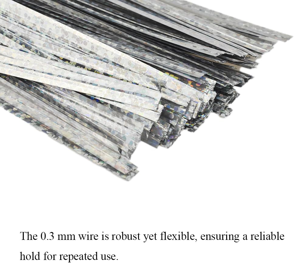 300Pcs 4inches Holographic Pink Metal Twist Ties Bread Candy Coffee Bag Ties Plant Garden Twist Ties for Cellophane Treat Bags Gift Wraping Bags Plastic Bags Party Cake Present Art Crafts