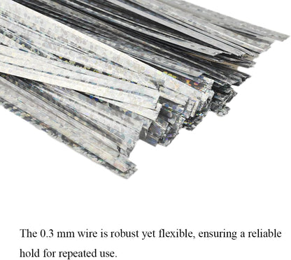 300Pcs 4inches Holographic Pink Metal Twist Ties Bread Candy Coffee Bag Ties Plant Garden Twist Ties for Cellophane Treat Bags Gift Wraping Bags Plastic Bags Party Cake Present Art Crafts