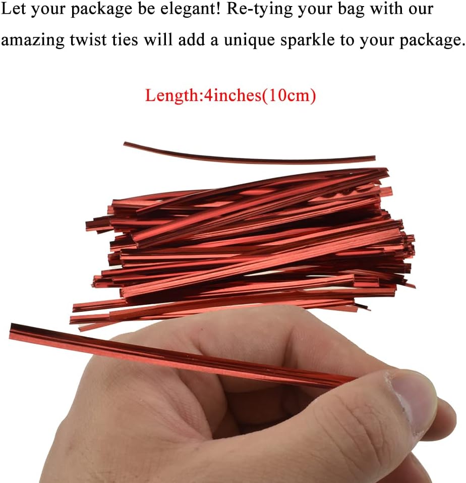 300Pcs 4inches Holographic Pink Metal Twist Ties Bread Candy Coffee Bag Ties Plant Garden Twist Ties for Cellophane Treat Bags Gift Wraping Bags Plastic Bags Party Cake Present Art Crafts