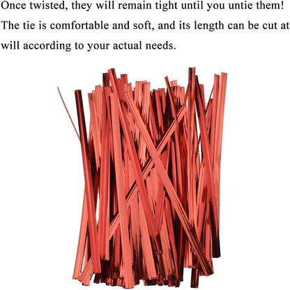 300Pcs 4inches Holographic Pink Metal Twist Ties Bread Candy Coffee Bag Ties Plant Garden Twist Ties for Cellophane Treat Bags Gift Wraping Bags Plastic Bags Party Cake Present Art Crafts