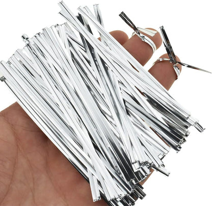 300Pcs 4inches Holographic Pink Metal Twist Ties Bread Candy Coffee Bag Ties Plant Garden Twist Ties for Cellophane Treat Bags Gift Wraping Bags Plastic Bags Party Cake Present Art Crafts