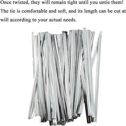 300Pcs 4inches Holographic Pink Metal Twist Ties Bread Candy Coffee Bag Ties Plant Garden Twist Ties for Cellophane Treat Bags Gift Wraping Bags Plastic Bags Party Cake Present Art Crafts