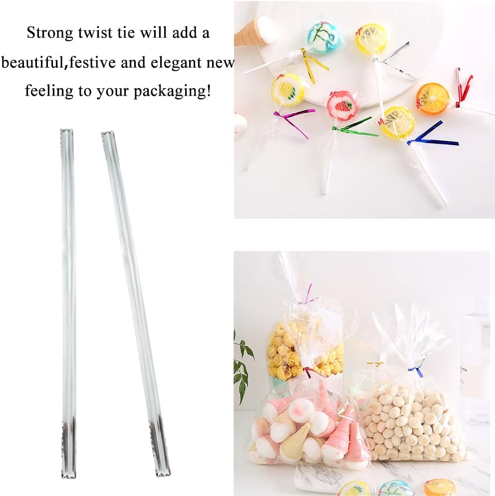 300Pcs 4inches Holographic Pink Metal Twist Ties Bread Candy Coffee Bag Ties Plant Garden Twist Ties for Cellophane Treat Bags Gift Wraping Bags Plastic Bags Party Cake Present Art Crafts