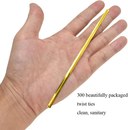 300Pcs 4inches Holographic Pink Metal Twist Ties Bread Candy Coffee Bag Ties Plant Garden Twist Ties for Cellophane Treat Bags Gift Wraping Bags Plastic Bags Party Cake Present Art Crafts