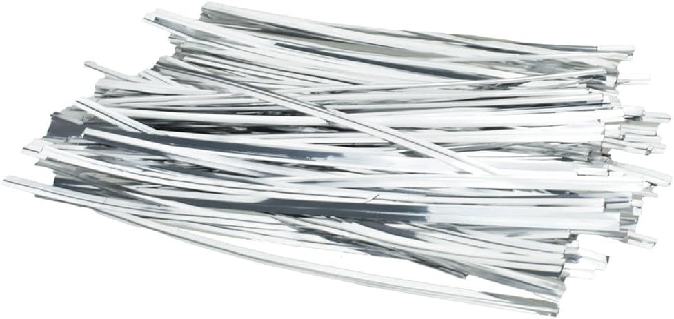 300Pcs 4inches Holographic Pink Metal Twist Ties Bread Candy Coffee Bag Ties Plant Garden Twist Ties for Cellophane Treat Bags Gift Wraping Bags Plastic Bags Party Cake Present Art Crafts