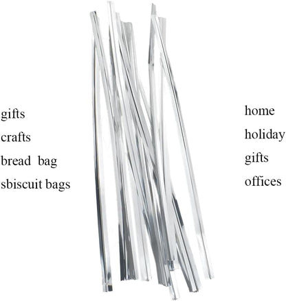 300Pcs 4inches Holographic Pink Metal Twist Ties Bread Candy Coffee Bag Ties Plant Garden Twist Ties for Cellophane Treat Bags Gift Wraping Bags Plastic Bags Party Cake Present Art Crafts