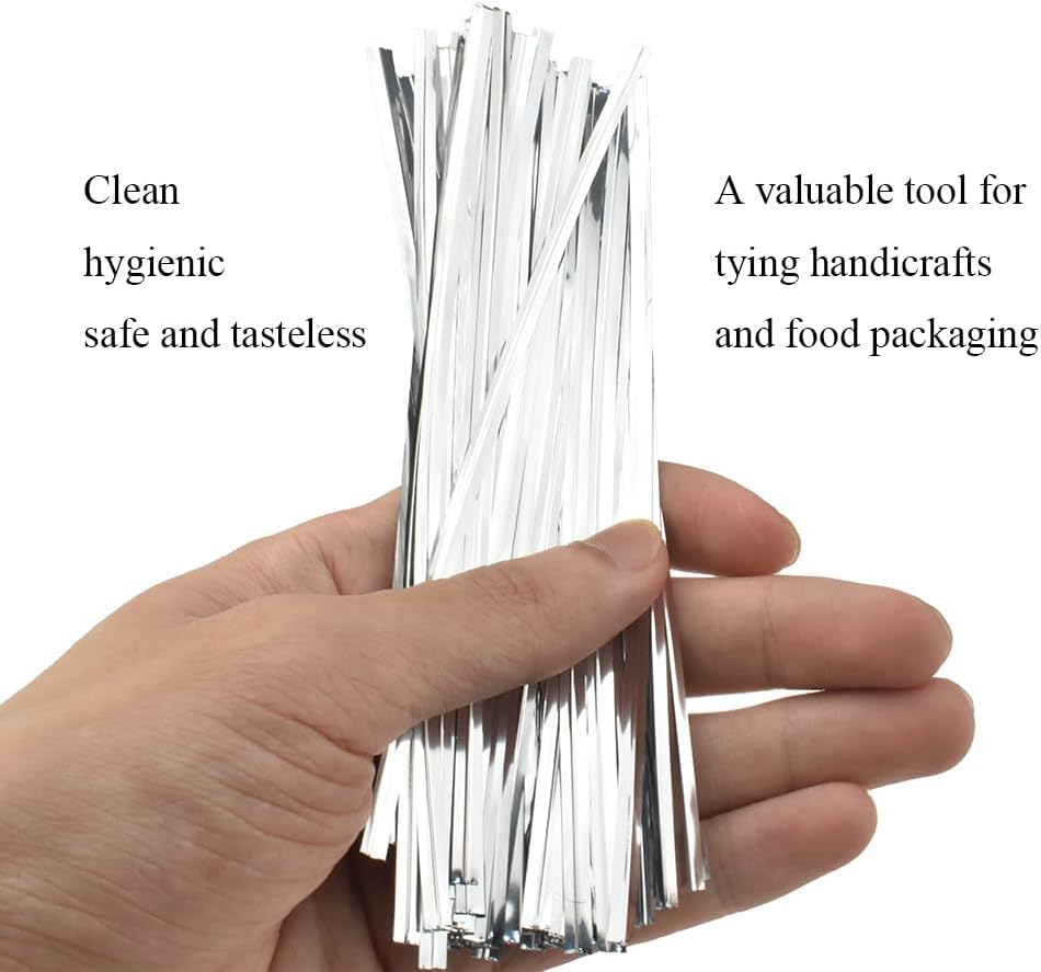 300Pcs 4inches Holographic Pink Metal Twist Ties Bread Candy Coffee Bag Ties Plant Garden Twist Ties for Cellophane Treat Bags Gift Wraping Bags Plastic Bags Party Cake Present Art Crafts
