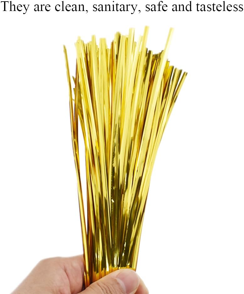 300Pcs 4inches Holographic Pink Metal Twist Ties Bread Candy Coffee Bag Ties Plant Garden Twist Ties for Cellophane Treat Bags Gift Wraping Bags Plastic Bags Party Cake Present Art Crafts