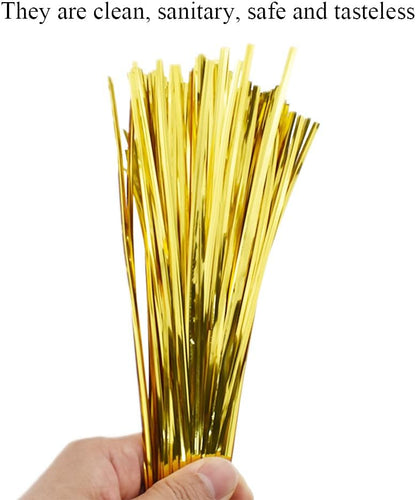 300Pcs 4inches Holographic Pink Metal Twist Ties Bread Candy Coffee Bag Ties Plant Garden Twist Ties for Cellophane Treat Bags Gift Wraping Bags Plastic Bags Party Cake Present Art Crafts