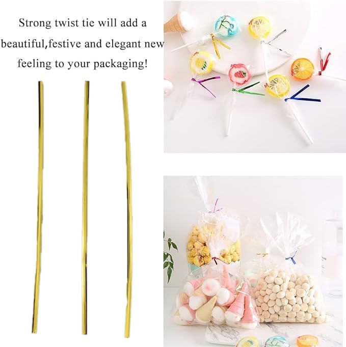 300Pcs 4inches Holographic Pink Metal Twist Ties Bread Candy Coffee Bag Ties Plant Garden Twist Ties for Cellophane Treat Bags Gift Wraping Bags Plastic Bags Party Cake Present Art Crafts