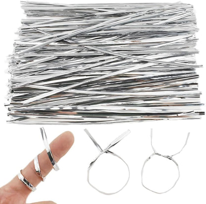 300Pcs 4inches Holographic Pink Metal Twist Ties Bread Candy Coffee Bag Ties Plant Garden Twist Ties for Cellophane Treat Bags Gift Wraping Bags Plastic Bags Party Cake Present Art Crafts