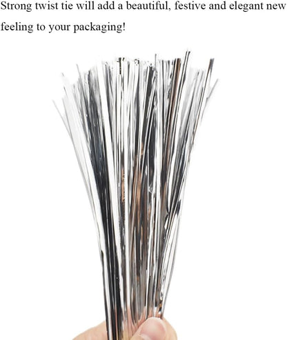 300Pcs 4inches Holographic Pink Metal Twist Ties Bread Candy Coffee Bag Ties Plant Garden Twist Ties for Cellophane Treat Bags Gift Wraping Bags Plastic Bags Party Cake Present Art Crafts