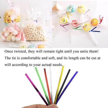 300Pcs 4inches Holographic Pink Metal Twist Ties Bread Candy Coffee Bag Ties Plant Garden Twist Ties for Cellophane Treat Bags Gift Wraping Bags Plastic Bags Party Cake Present Art Crafts