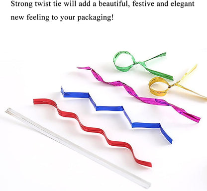 300Pcs 4inches Holographic Pink Metal Twist Ties Bread Candy Coffee Bag Ties Plant Garden Twist Ties for Cellophane Treat Bags Gift Wraping Bags Plastic Bags Party Cake Present Art Crafts