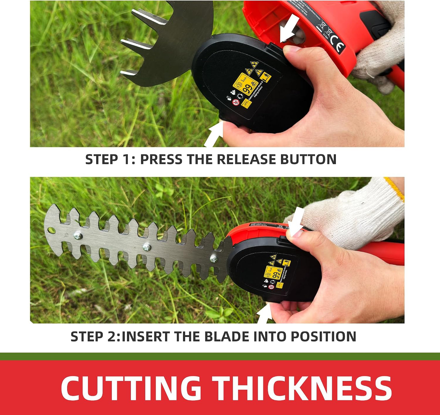 Cordless Grass Shear & Shrubbery Trimmer 2 in 1 Handheld Electric Grass Trimmer Hedge Shears/Grass Cutter