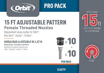 53079 15' Adjustable Pattern Spray Sprinkler Nozzle 10-Pack