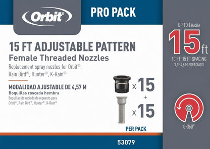 53079 15' Adjustable Pattern Spray Sprinkler Nozzle 10-Pack