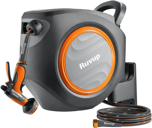 Garden Hose Reel 1/2"x150ft Retractable Water Hose With Metal Bracket