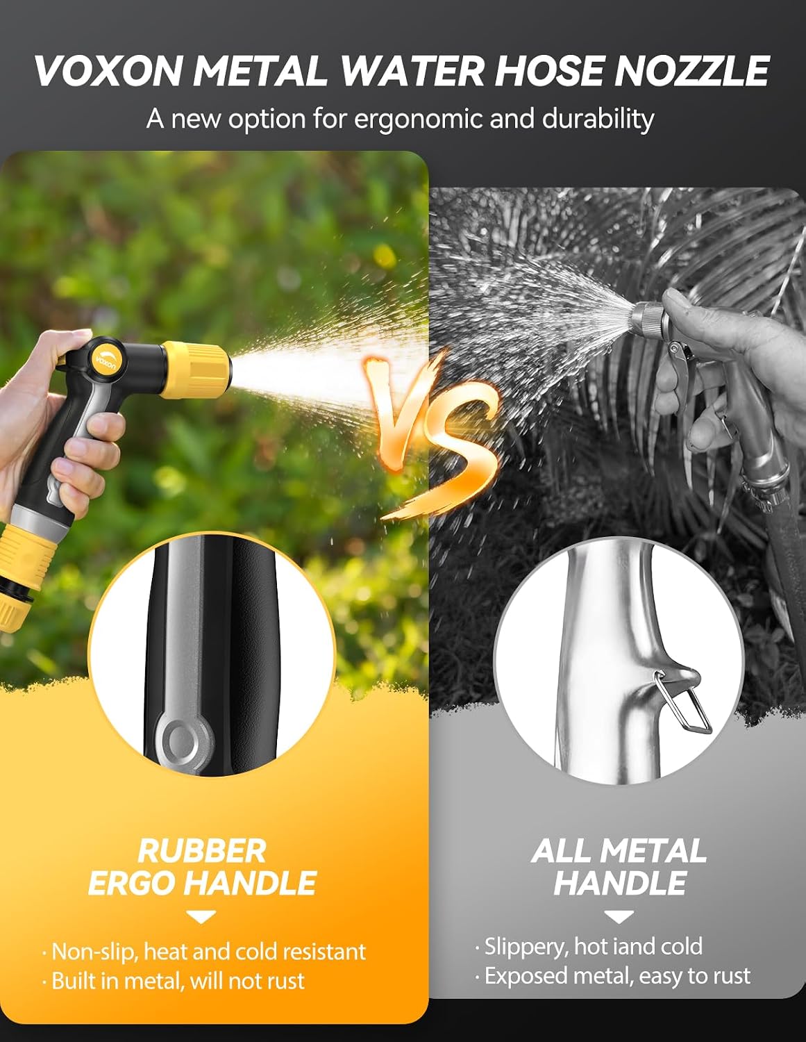 Garden Hose Nozzle with High Pressure Jet with Thumb Flow Control