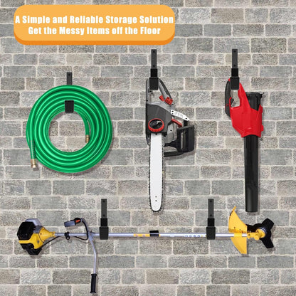 Heavy Duty Utility Hooks for Wall Mount, Garage Wall Hooks, Multi-Use Hose, Bike, Ladder, Chainsaw & Leaf Blower Hanger - 6 Medium (6 M)