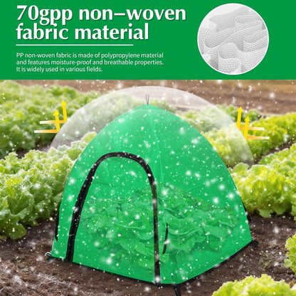 2 Pcs Winter Large Plant Covers Freeze Protection with 8 Stakes, 24.4 x24.4 x22.4inch Warm Plant Protection Tent Foldable with Zipper Door, Plant Snow Ice Covers Protecting Fruit Tree Potted Plants