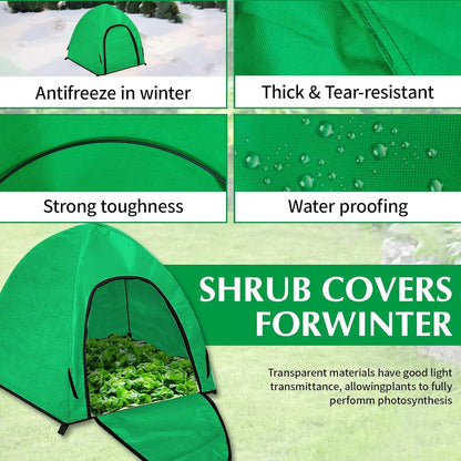 2 Pcs Winter Large Plant Covers Freeze Protection with 8 Stakes, 24.4 x24.4 x22.4inch Warm Plant Protection Tent Foldable with Zipper Door, Plant Snow Ice Covers Protecting Fruit Tree Potted Plants