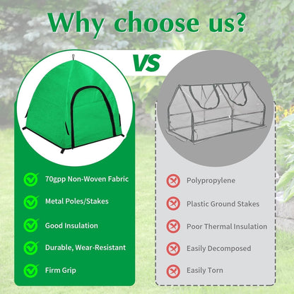 2 Pcs Winter Large Plant Covers Freeze Protection with 8 Stakes, 24.4 x24.4 x22.4inch Warm Plant Protection Tent Foldable with Zipper Door, Plant Snow Ice Covers Protecting Fruit Tree Potted Plants