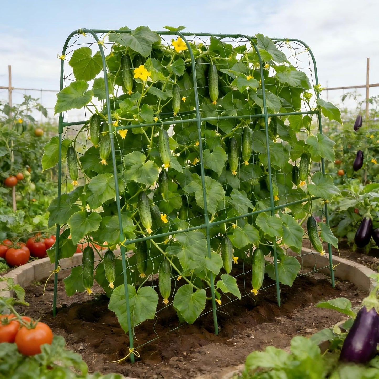 48x46 in U-Shape Cucumber Trellis for Climbing Plants Outdoors