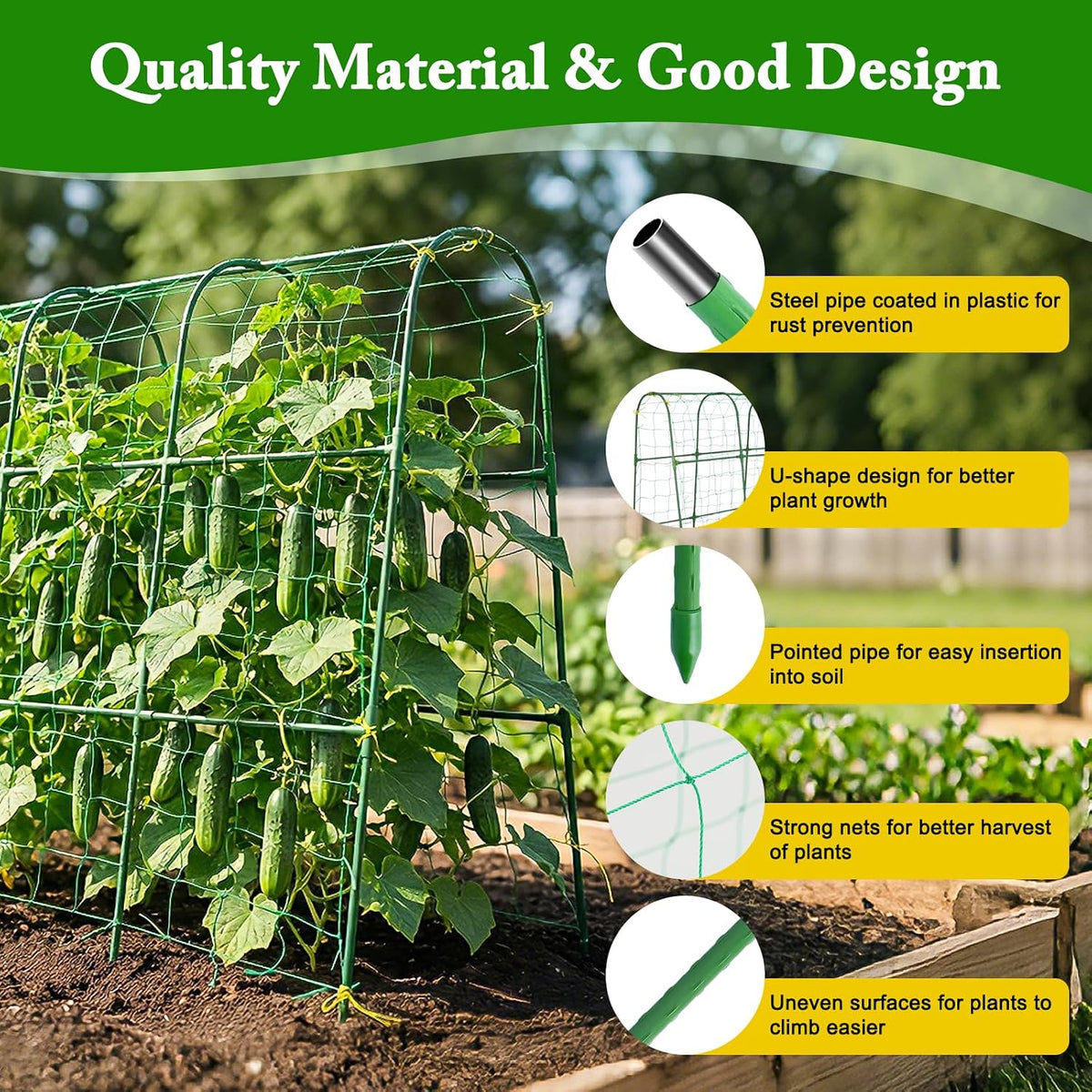 48x46 in U-Shape Cucumber Trellis for Climbing Plants Outdoors