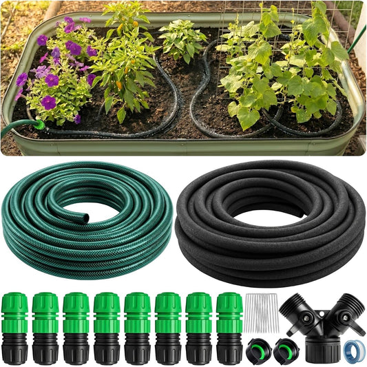 CARPATHEN 1/2" Soaker Hose Kit Mainline Tubing and Connectors, 50 feet