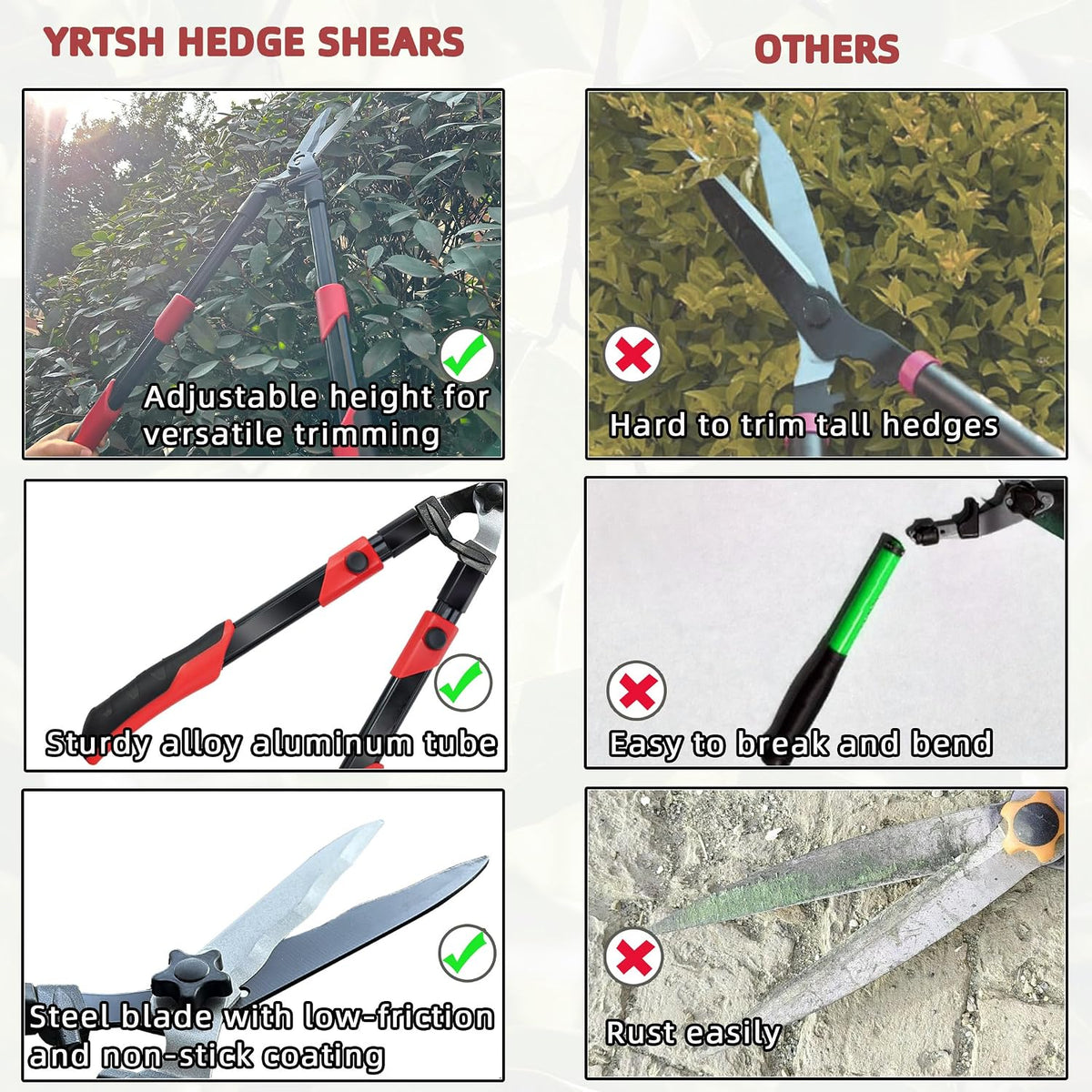 Hedge Clippers Shears Hedge Shears for Trimming Borders, Garden Tools