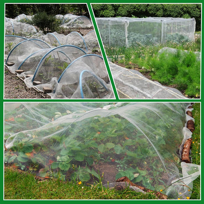 Garden Netting Plant Cover Net Mesh Protection Hoops for Vegetables Fruits Flowers Trees Crops to Grow Better Bug Barrier, Durable Row Net Covering Works with Pipes (10ft x 50ft)