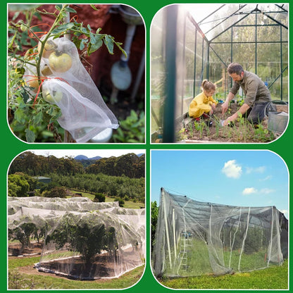 Garden Netting Plant Cover Net Mesh Protection Hoops for Vegetables Fruits Flowers Trees Crops to Grow Better Bug Barrier, Durable Row Net Covering Works with Pipes (10ft x 50ft)