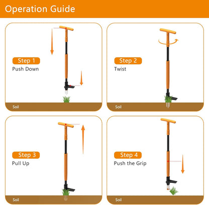 Weed Puller Tool, Fully Stand Up Weeding Tool With 3 Claws - Zero Bending and Back Saver, Effortless and Efficient Weed Remover, Durable and Lightweight Weeder, Ideal for Effortless Weed Removal
