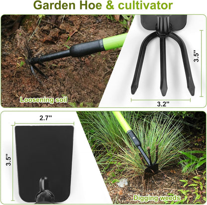 YIAD 2-in-1 Garden Hoe, 27"-39" Telescoping Steel Weeding Tool