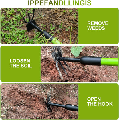 YIAD 2-in-1 Garden Hoe, 27"-39" Telescoping Steel Weeding Tool