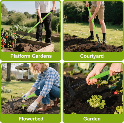 YIAD 2-in-1 Garden Hoe, 27"-39" Telescoping Steel Weeding Tool